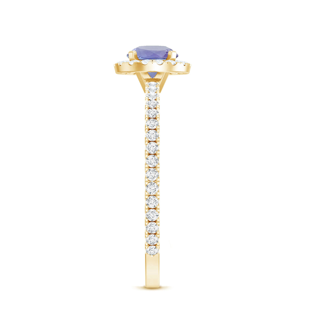 Womens Tanzanite Halo Ring with Diamond