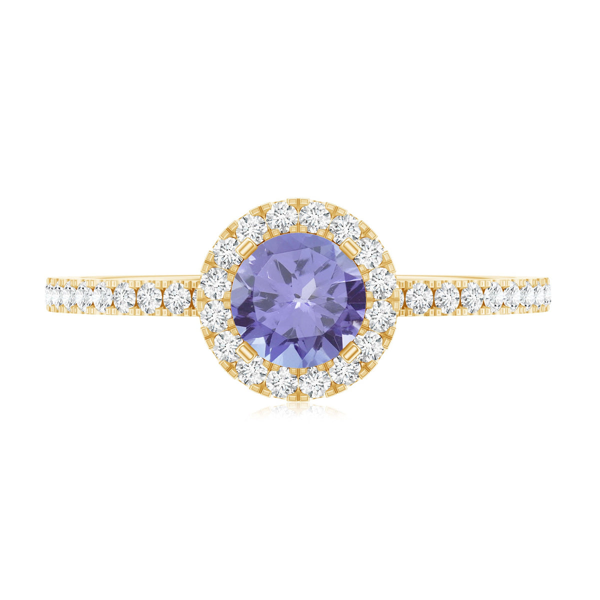 Womens Tanzanite Halo Ring with Diamond