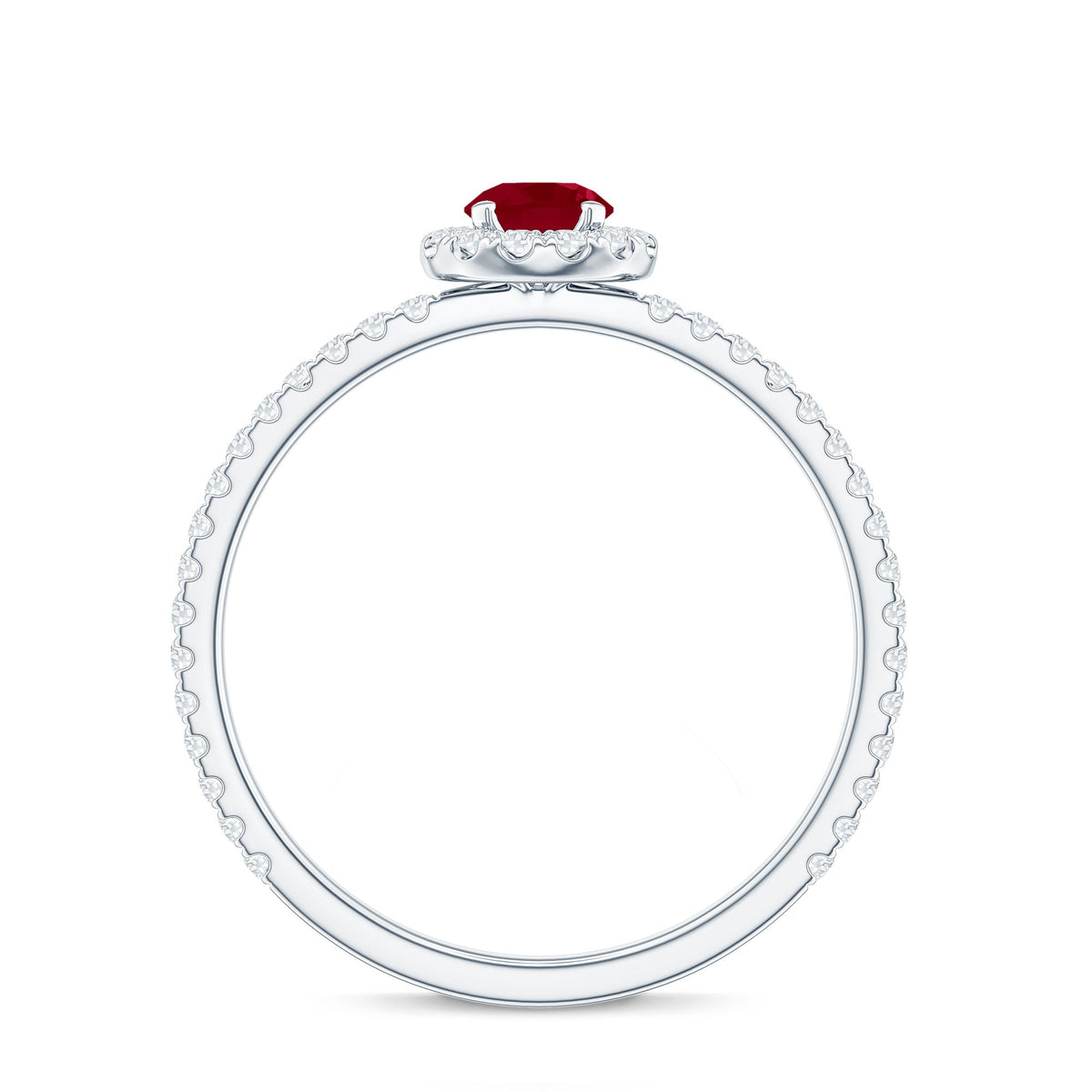 Real 0.6 Carat Ruby Engagement Ring with Diamond Halo