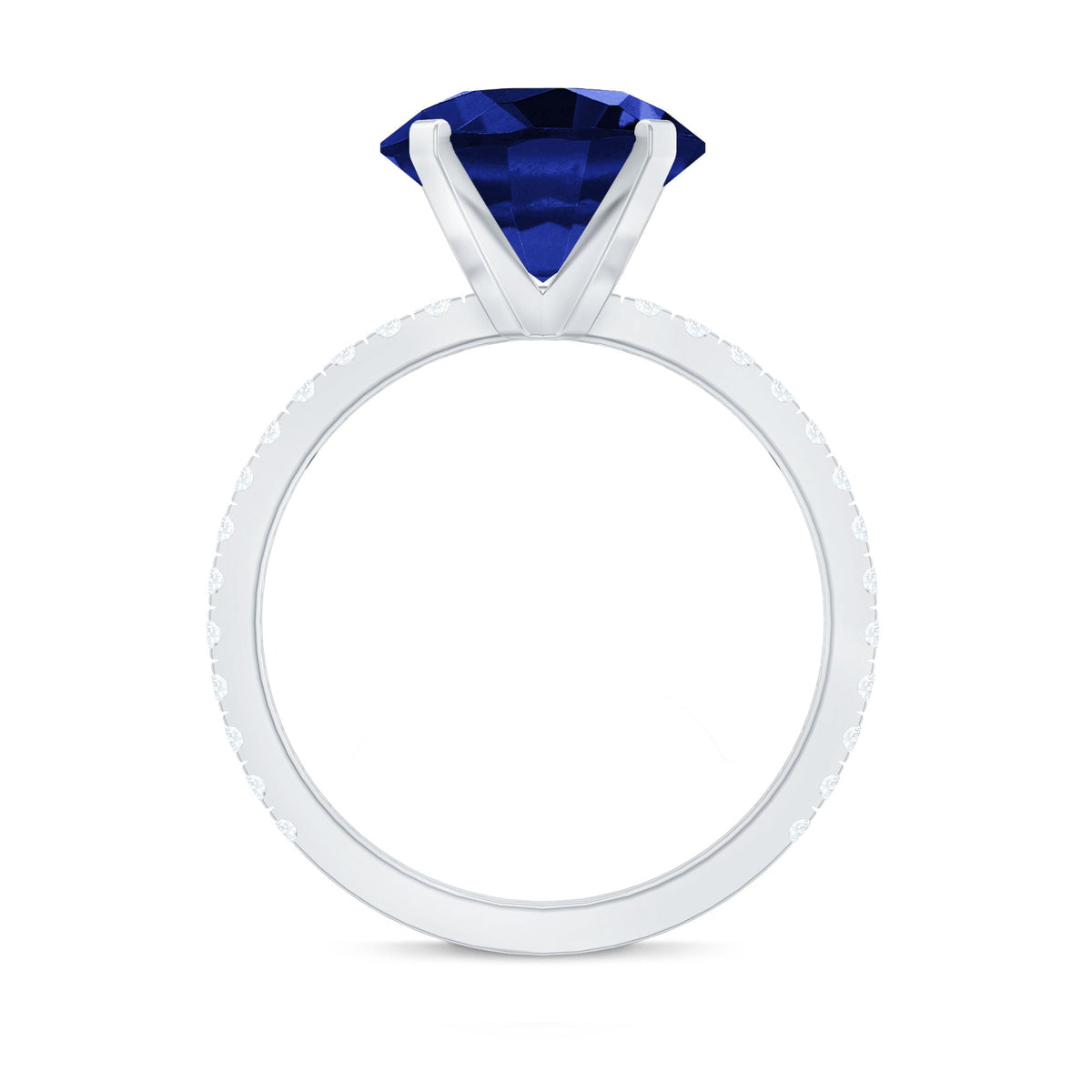 Certified 4.5 Carat Lab Grown Blue Sapphire Engagement Ring with Diamond