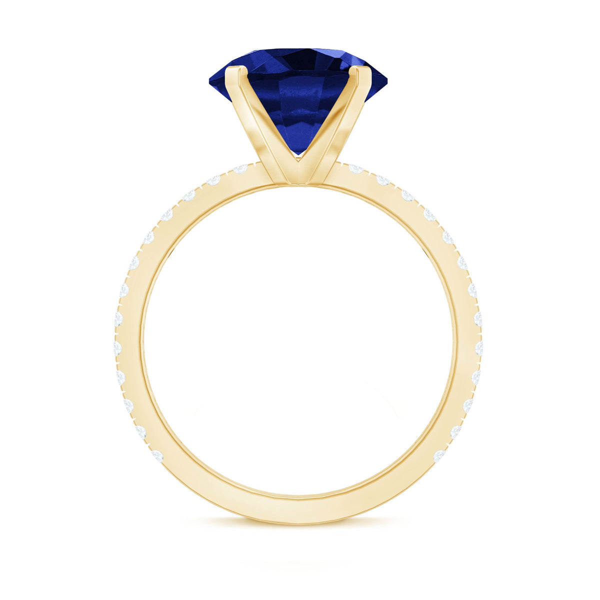 Certified 4.5 Carat Lab Grown Blue Sapphire Engagement Ring with Diamond