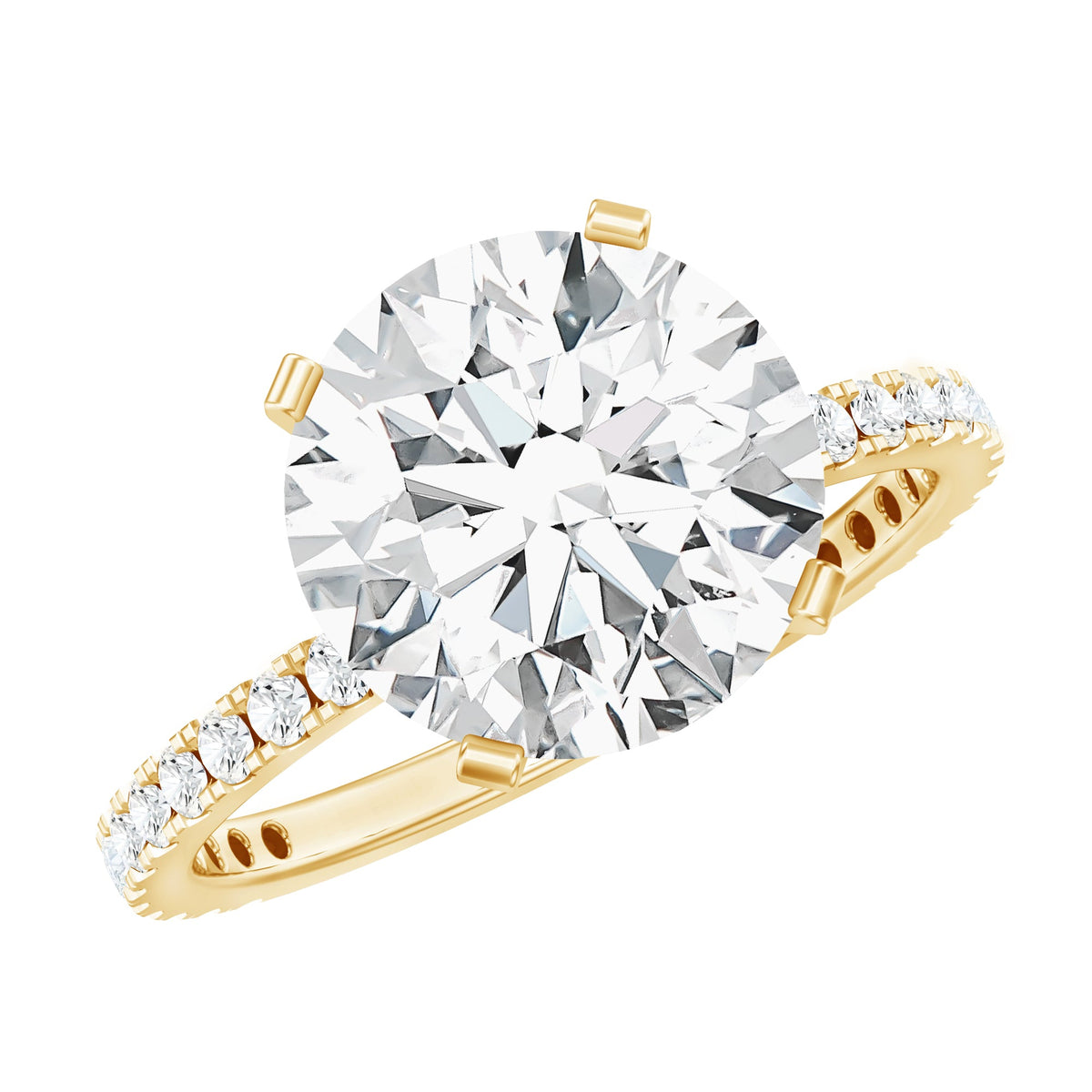 Certified Moissanite 10 MM Round Cut Engagement Ring