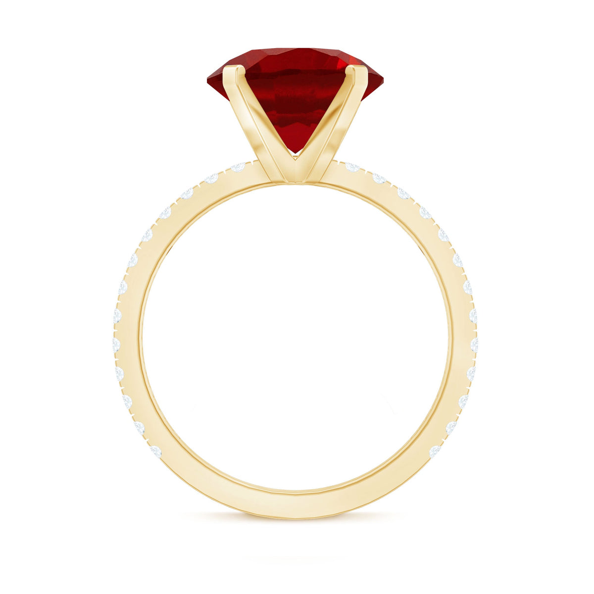 5 Carat Lab Created Ruby Solitaire Engagement Ring with Real Diamonds
