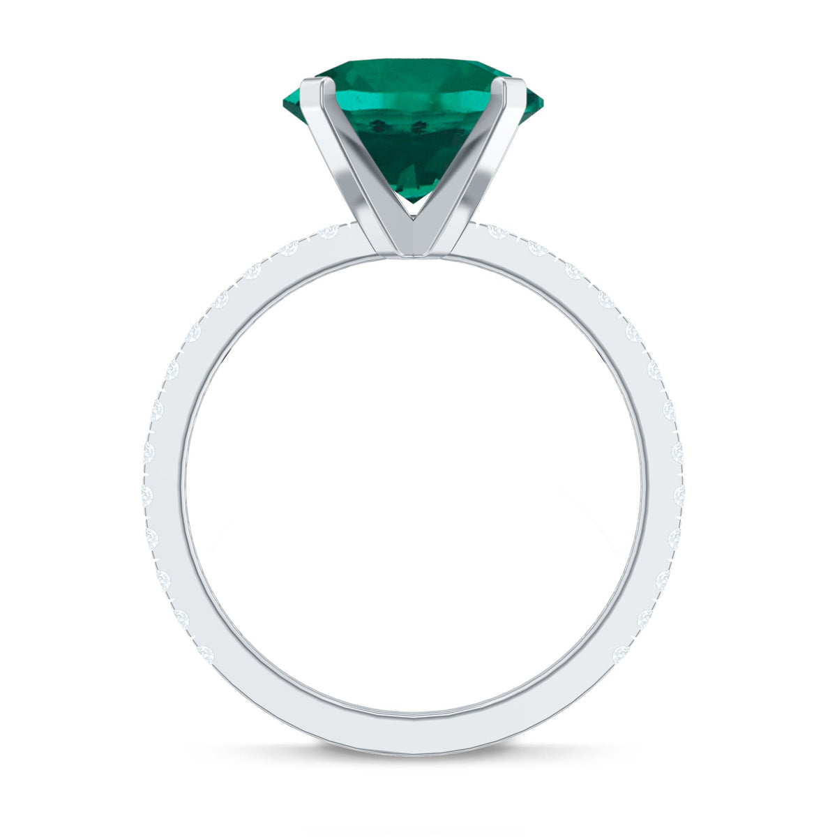 Certified 3.5 Carat Solitaire Lab Grown Emerald Engagement Ring with Diamond