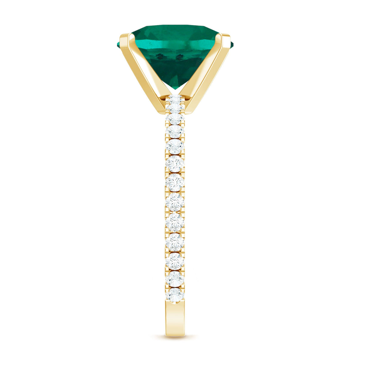 Certified 3.5 Carat Solitaire Lab Grown Emerald Engagement Ring with Diamond