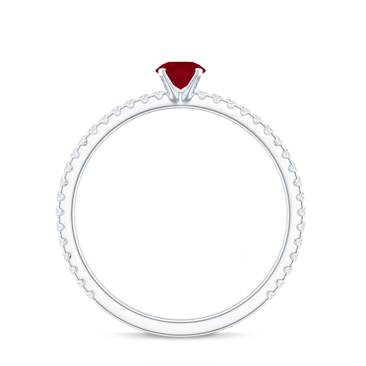 Natural Ruby Promise Ring with Diamond for Women