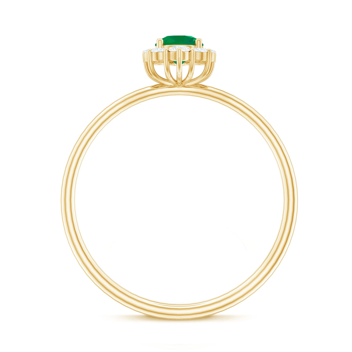 Certified Natural Emerald Promise Ring with Diamond Halo