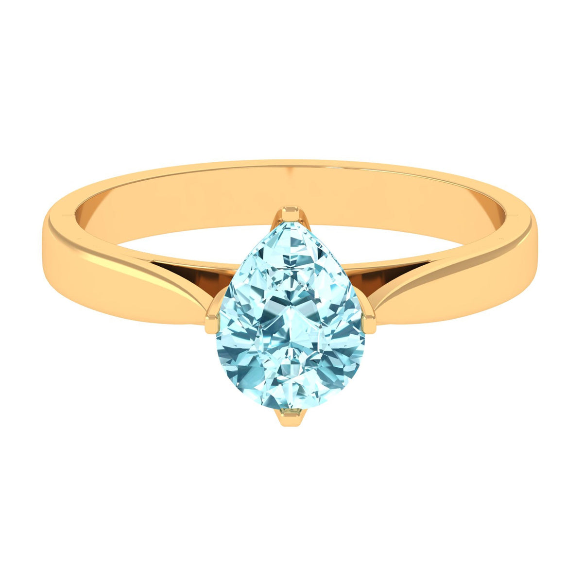 Teardrop Solitaire Ring with Aquamarine