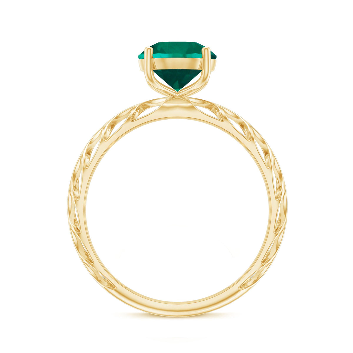 Certified Solitaire Lab Grown Emerald Engagement Ring with Filigree Details