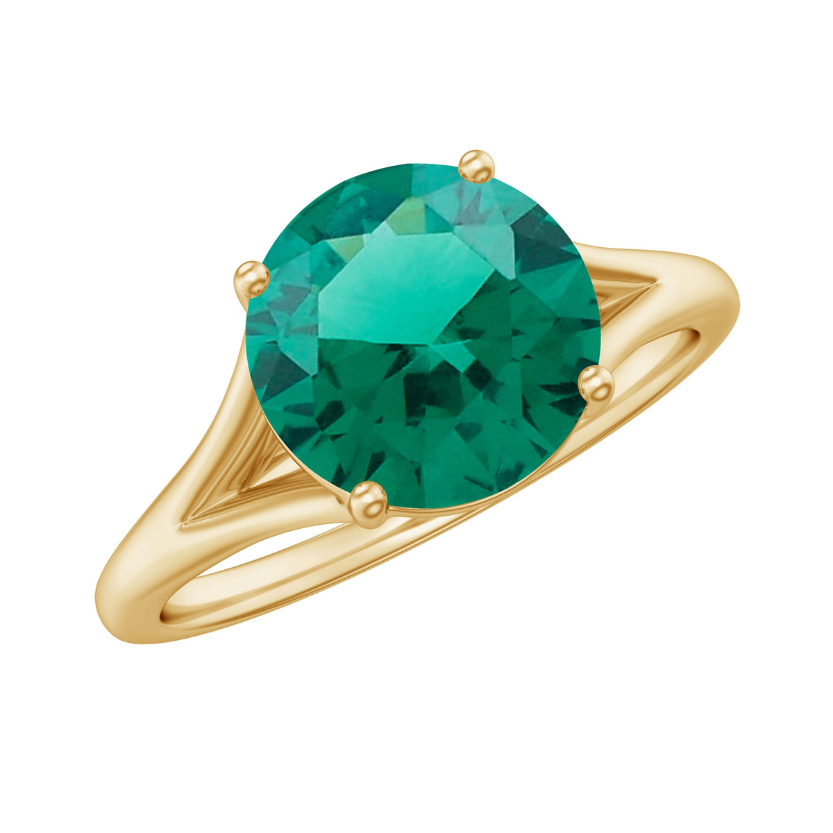 Certified 2 Carat Lab Grown Emerald Engagement Ring with Diamond