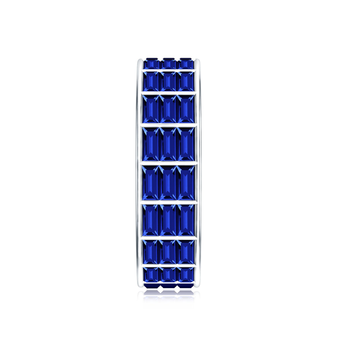 Channel Set Lab Grown Blue Sapphire Wide Eternity Band Ring