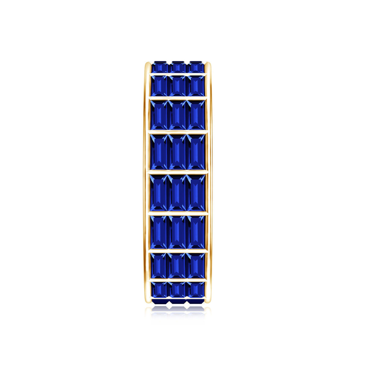 Channel Set Lab Grown Blue Sapphire Wide Eternity Band Ring