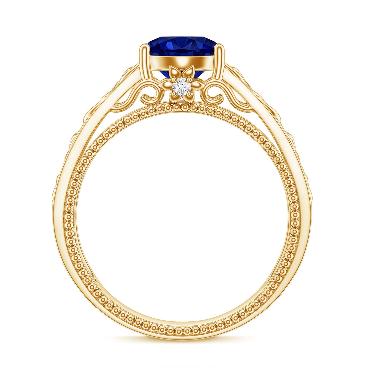 Certified 2.7 Carat Lab Grown Blue Sapphire Celtic Engagement Ring with Surprise Diamond