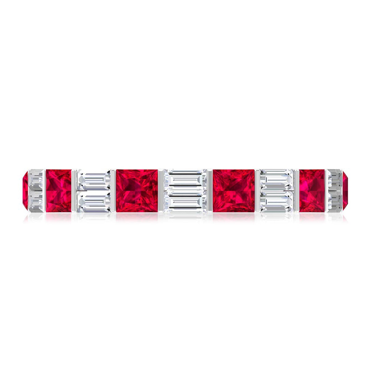 Princess Cut Lab Created Ruby And Moissanite Full Eternity Ring