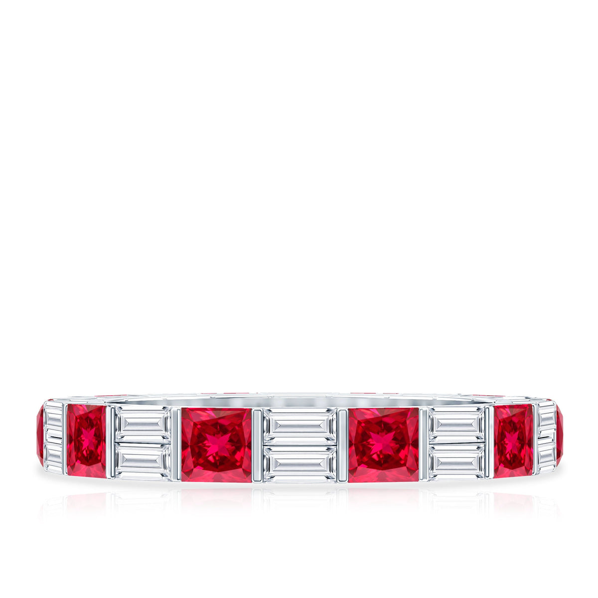 Princess Cut Lab Created Ruby And Moissanite Full Eternity Ring