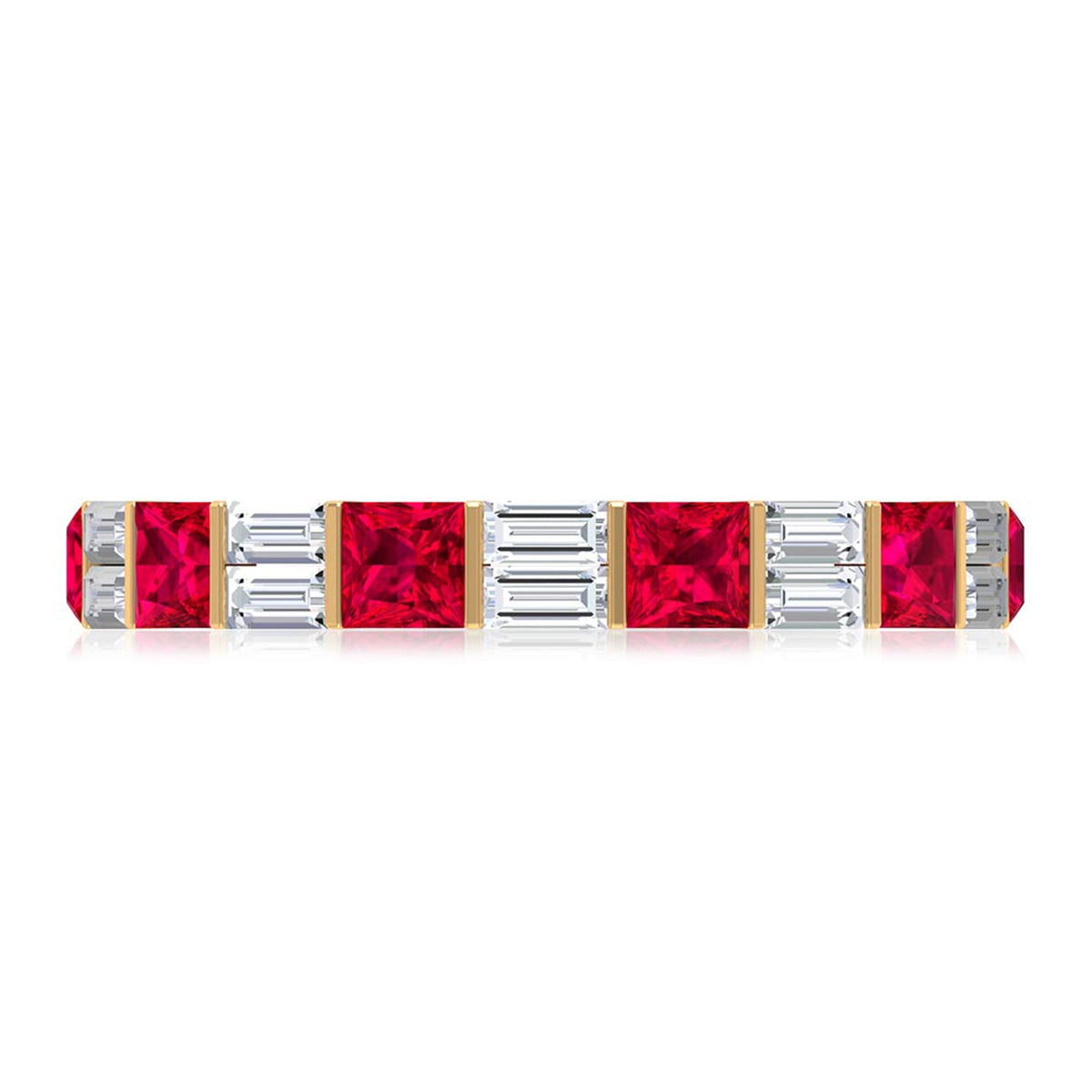 Princess Cut Lab Created Ruby And Moissanite Full Eternity Ring