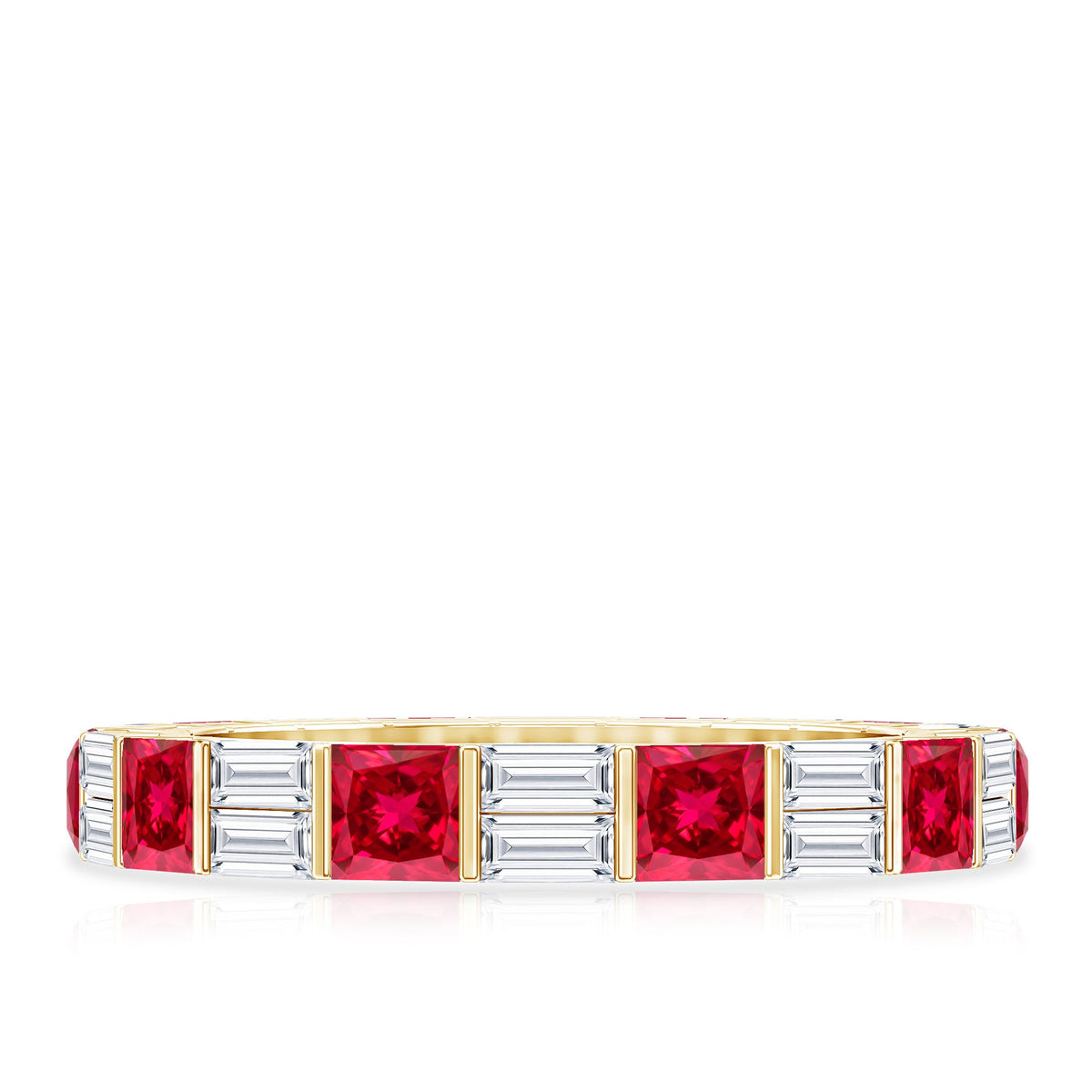 Princess Cut Lab Created Ruby And Moissanite Full Eternity Ring