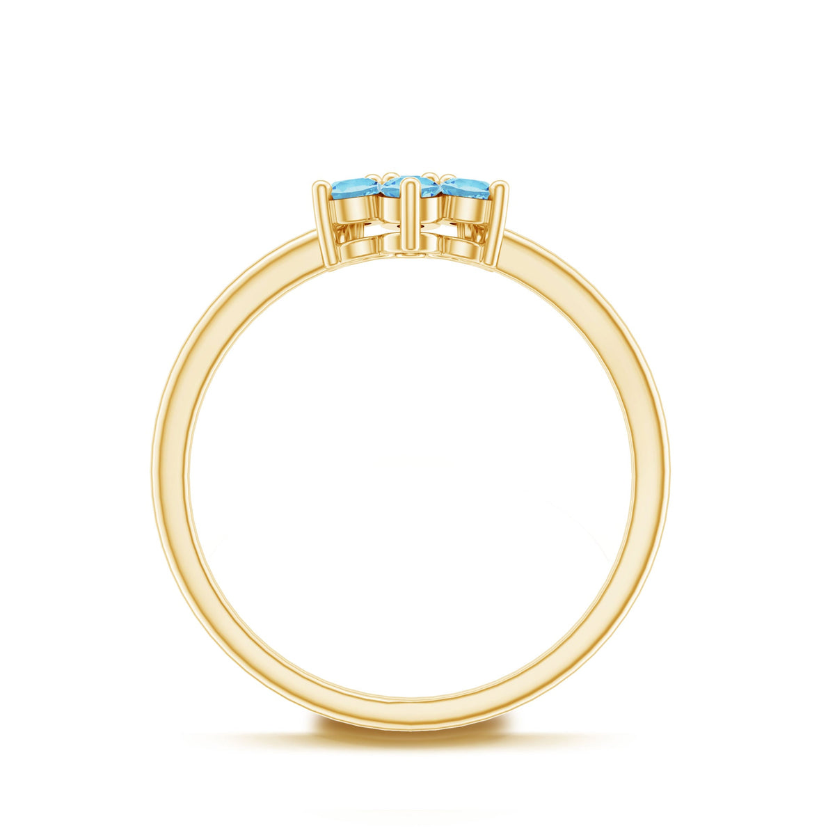 Real Aquamarine Flower Cluster Ring for Women