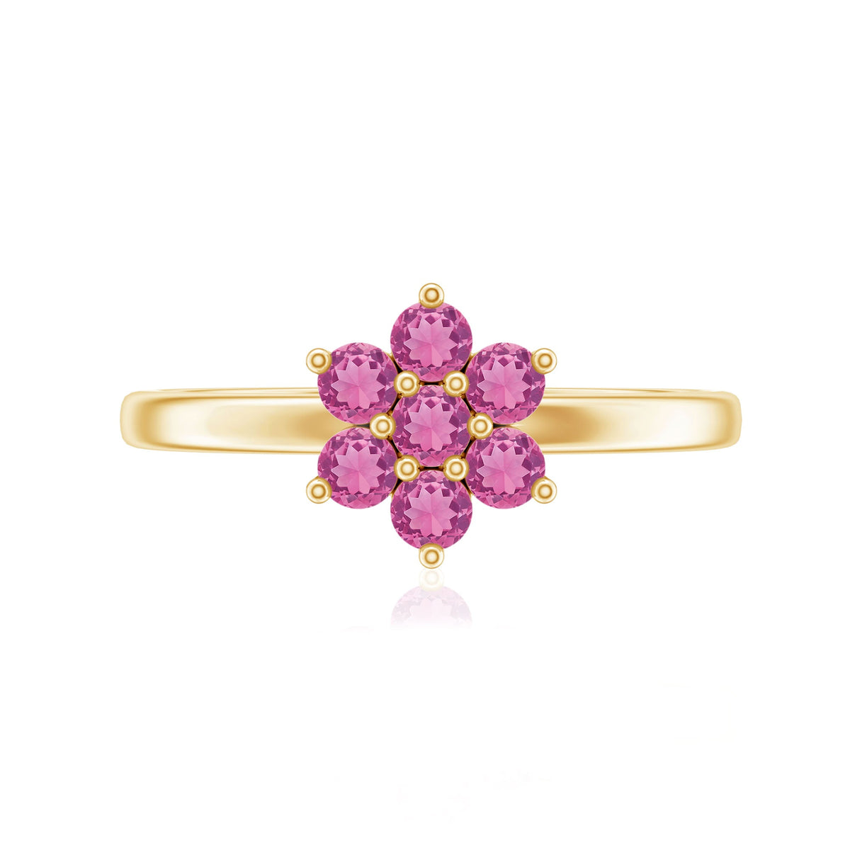 Real Pink Tourmaline Flower Cluster Ring