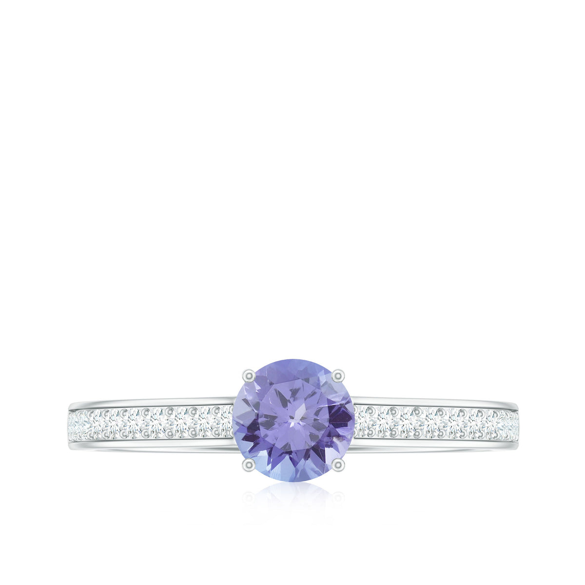 Natural Tanzanite Solitaire Engagement Ring with Diamond