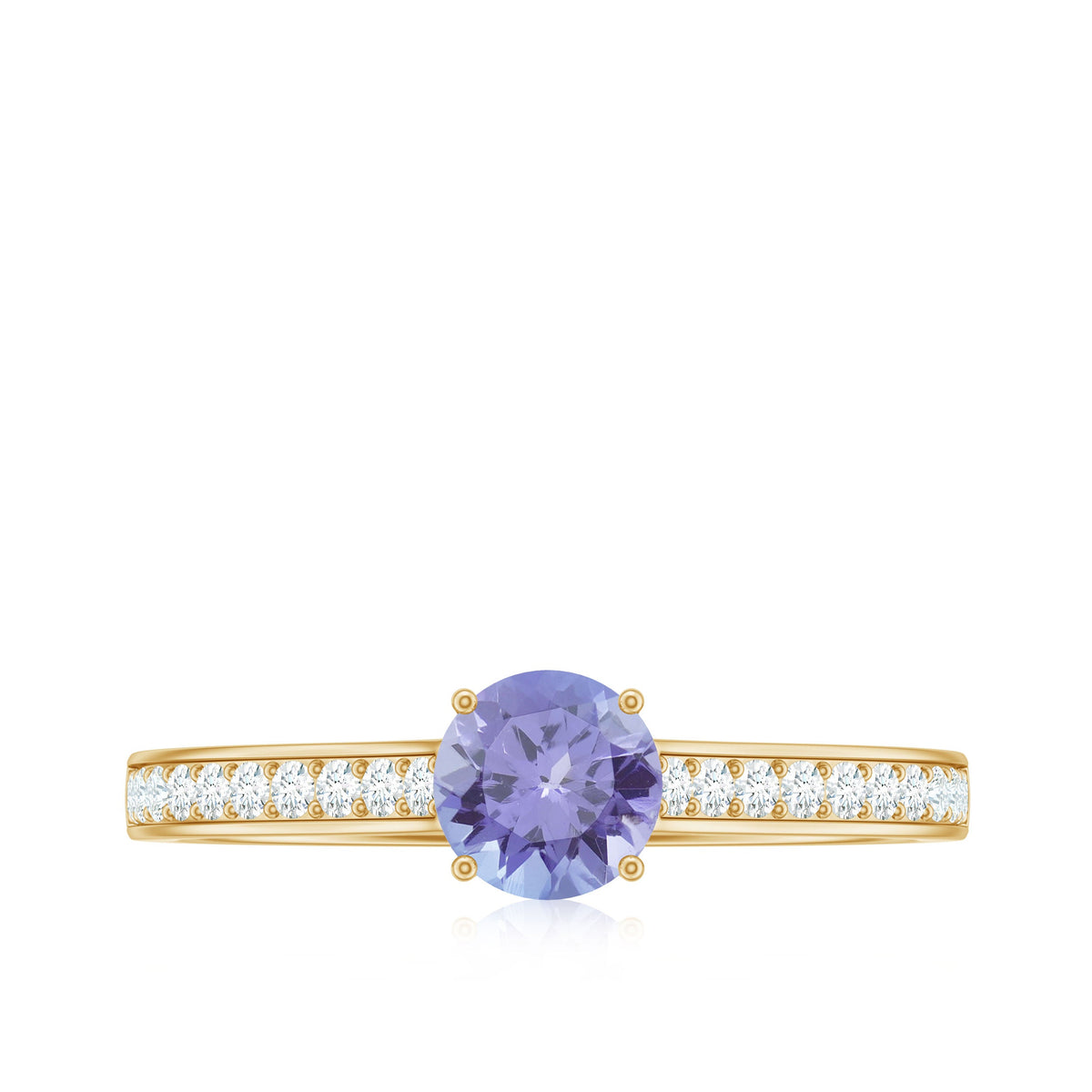 Natural Tanzanite Solitaire Engagement Ring with Diamond