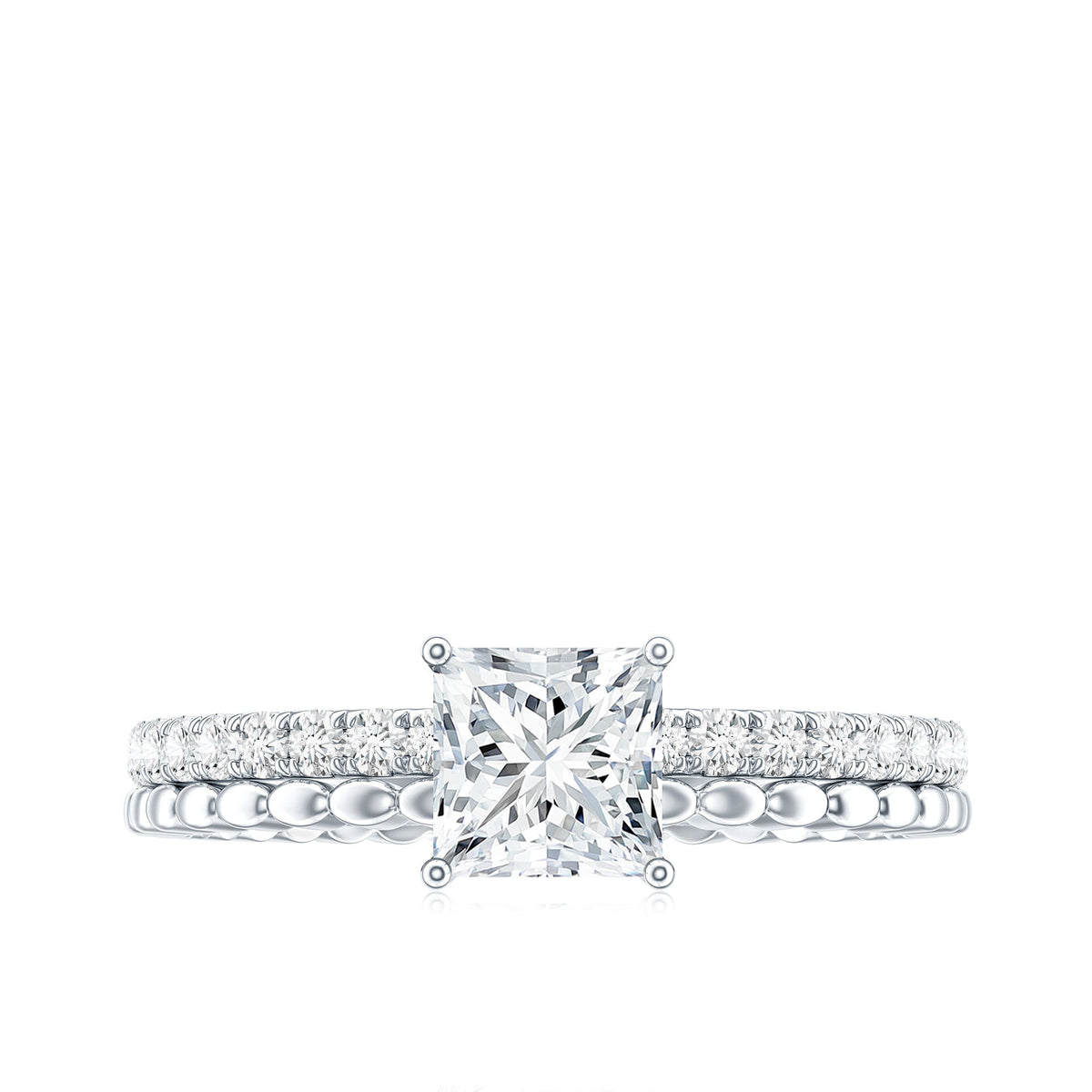 Certified Moissanite Square Cut Engagement Ring For Women