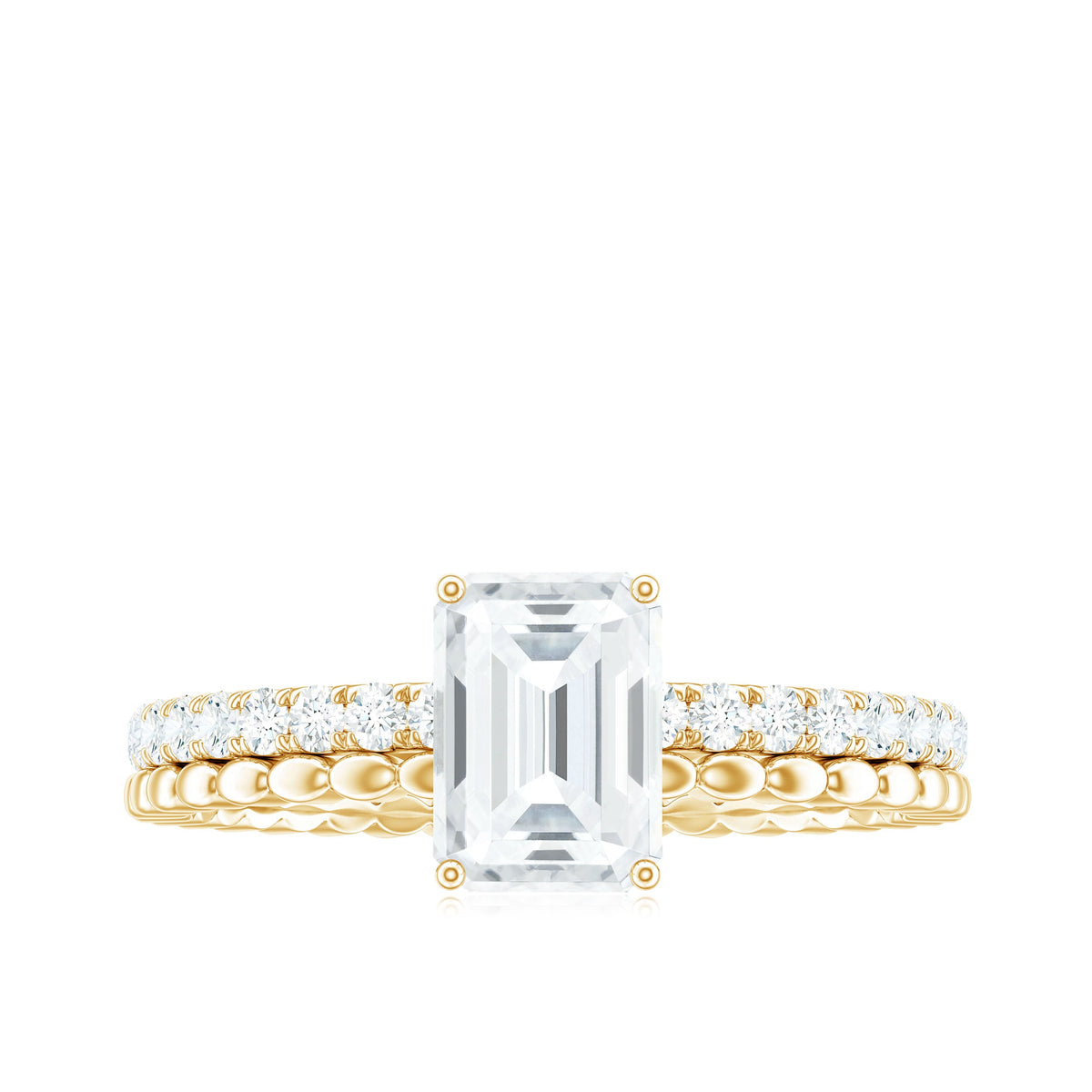 Certified 1.8 Carat Emerald Cut Moissanite Solitaire Engagement Ring
