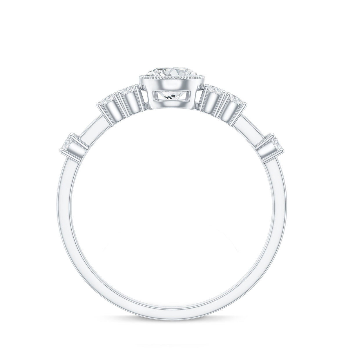 0.5 Carat Round Certified Moissanite Solitaire Engagement Ring in Bezel Setting