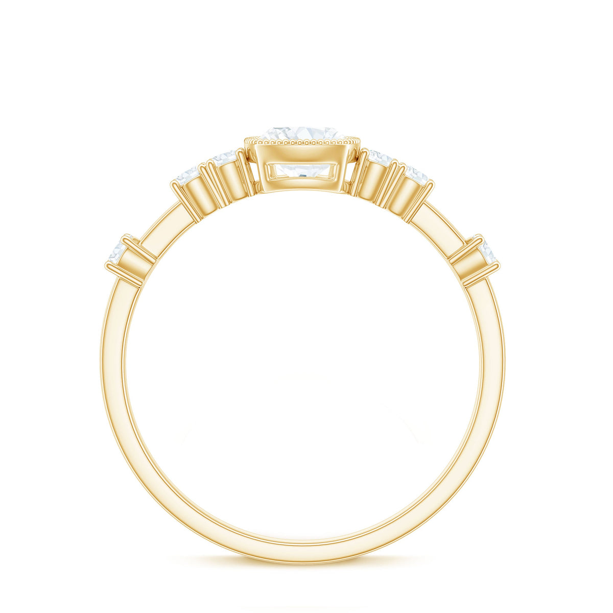 1.7 Carat Cushion Cut Moissanite Solitaire Engagement Ring in Bezel Setting