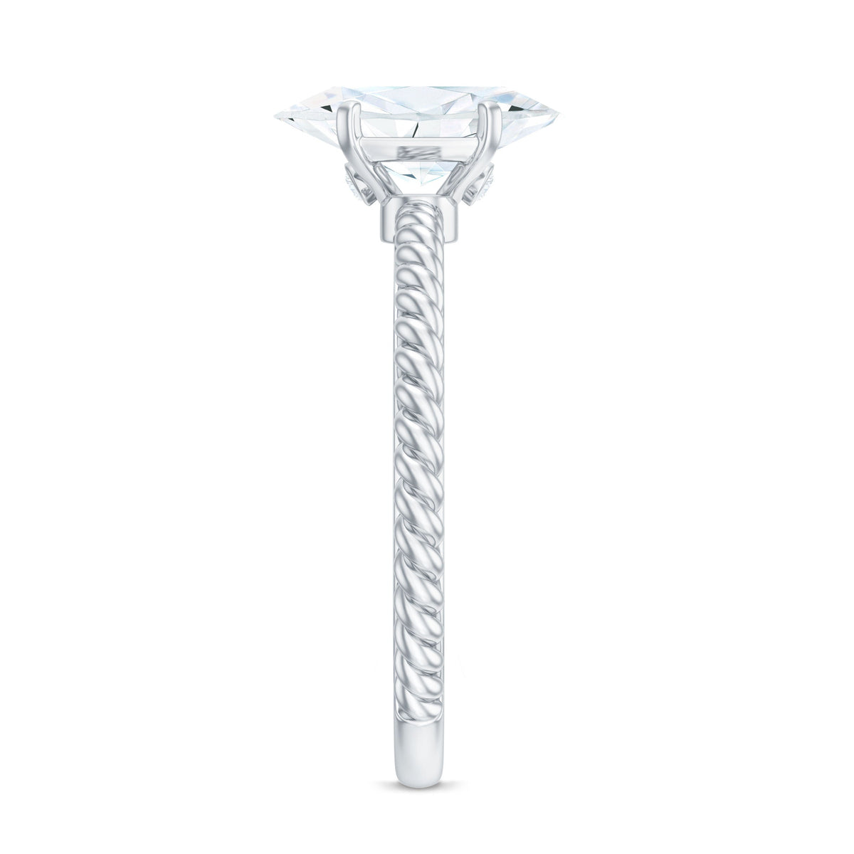 1 Carat Marquise Cut Moissanite Solitaire Engagement Ring with Twisted Rope Shank