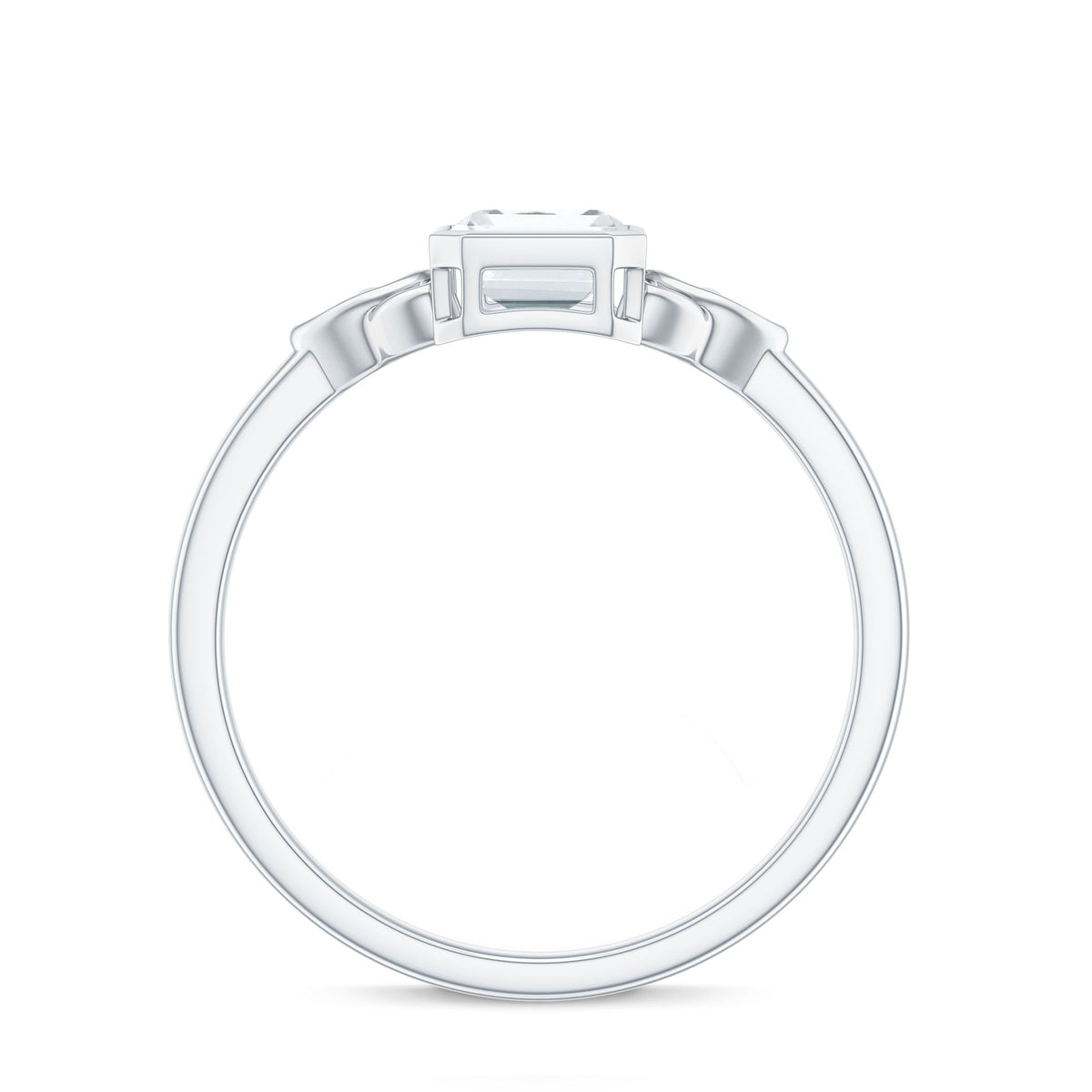 Emerald Cut Moissanite Solitaire Celtic Engagement Ring