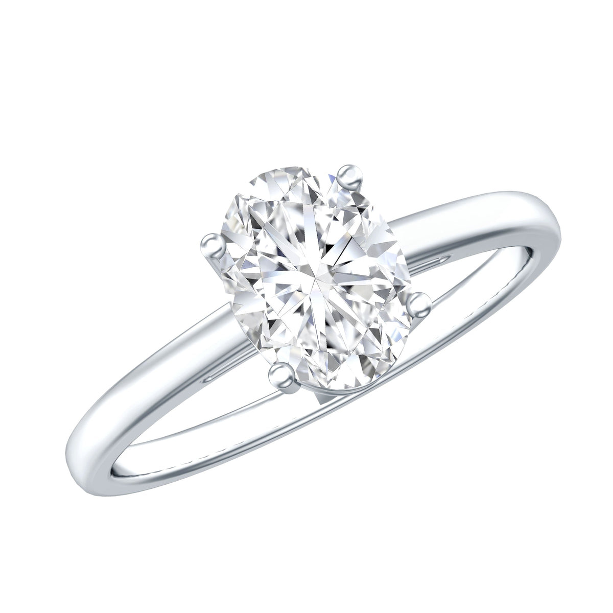 Certified 1.2 Carat Moissanite Oval Engagement Ring in Silver
