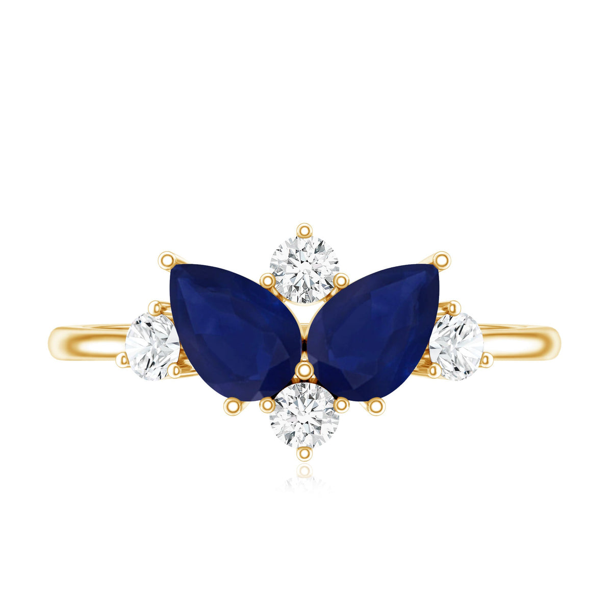 Genuine Blue Sapphire and Diamond Cluster Engagement Ring with Certificate