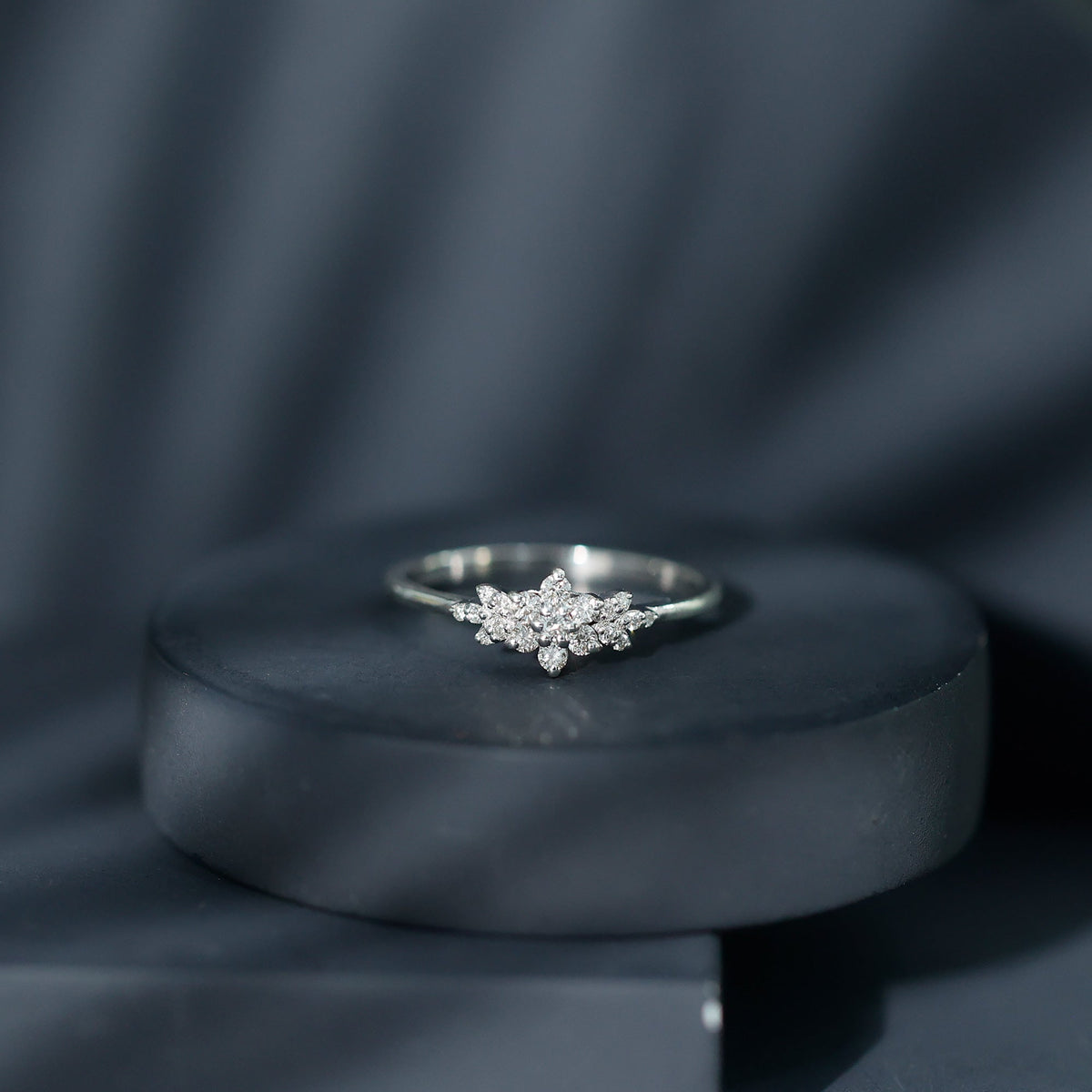 Certified Diamond Flower Promise Ring