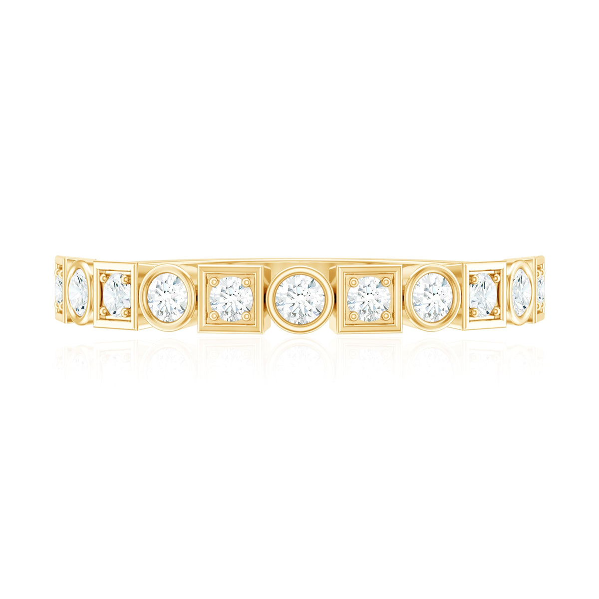 Certified Moissanite Geometric Wedding Band