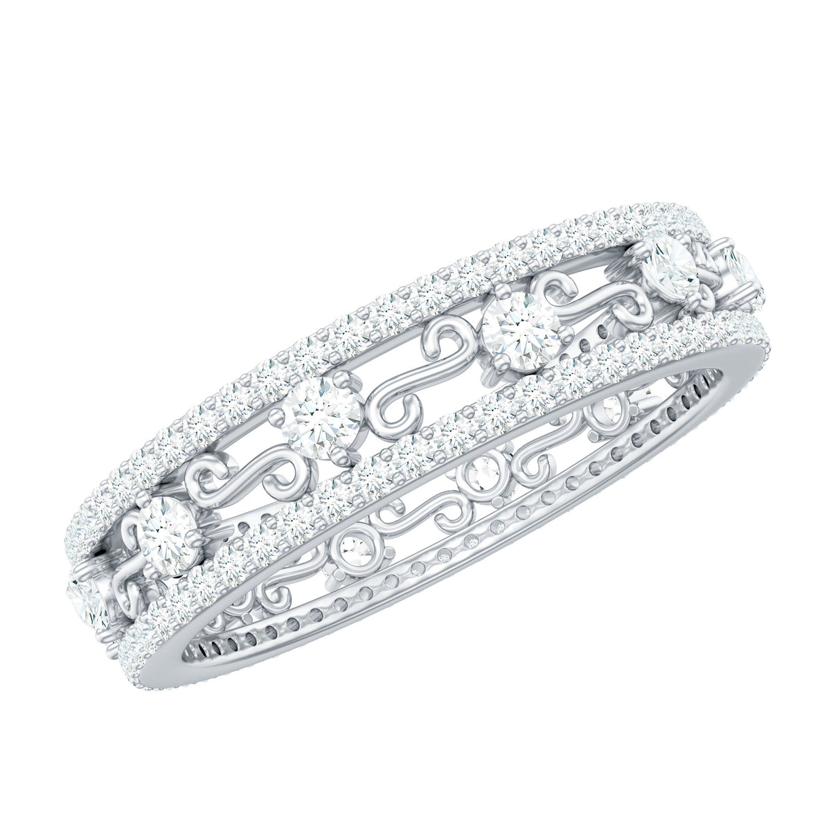 Certified Moissanite Wedding Band