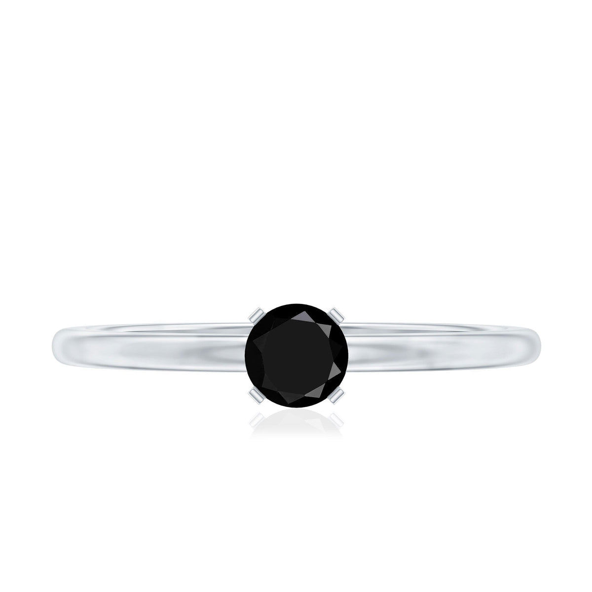 Simple Black Onyx Solitaire Promise Ring for Women