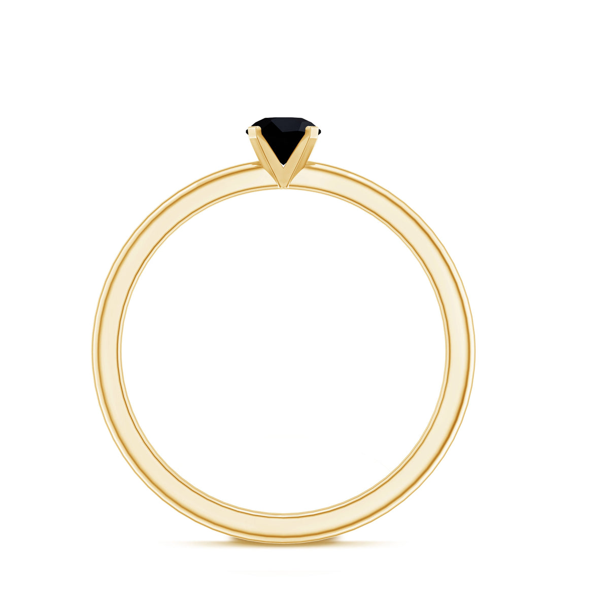 Simple Black Onyx Solitaire Promise Ring for Women