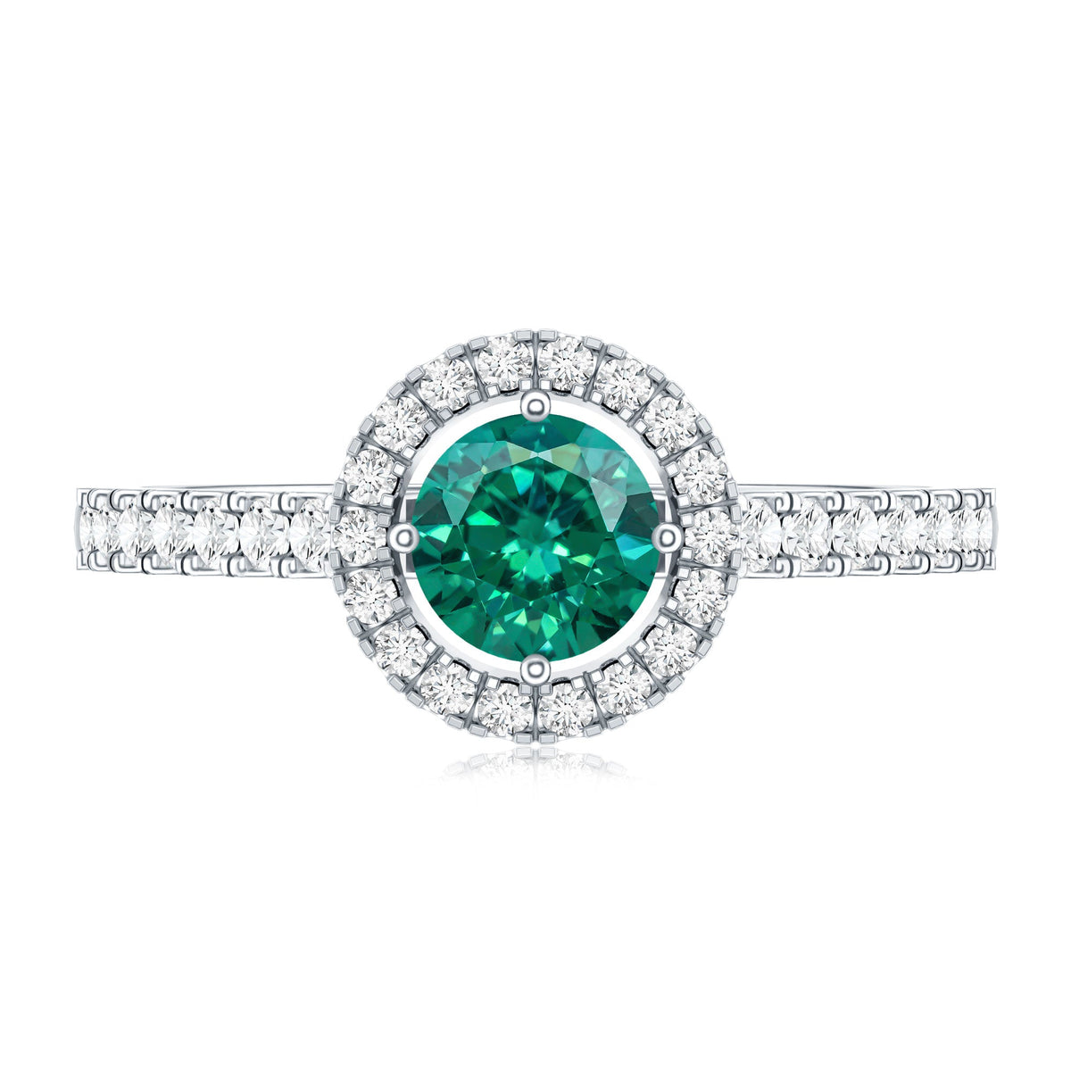 Certified Lab Grown Emerald Diamond Halo Engagement Ring