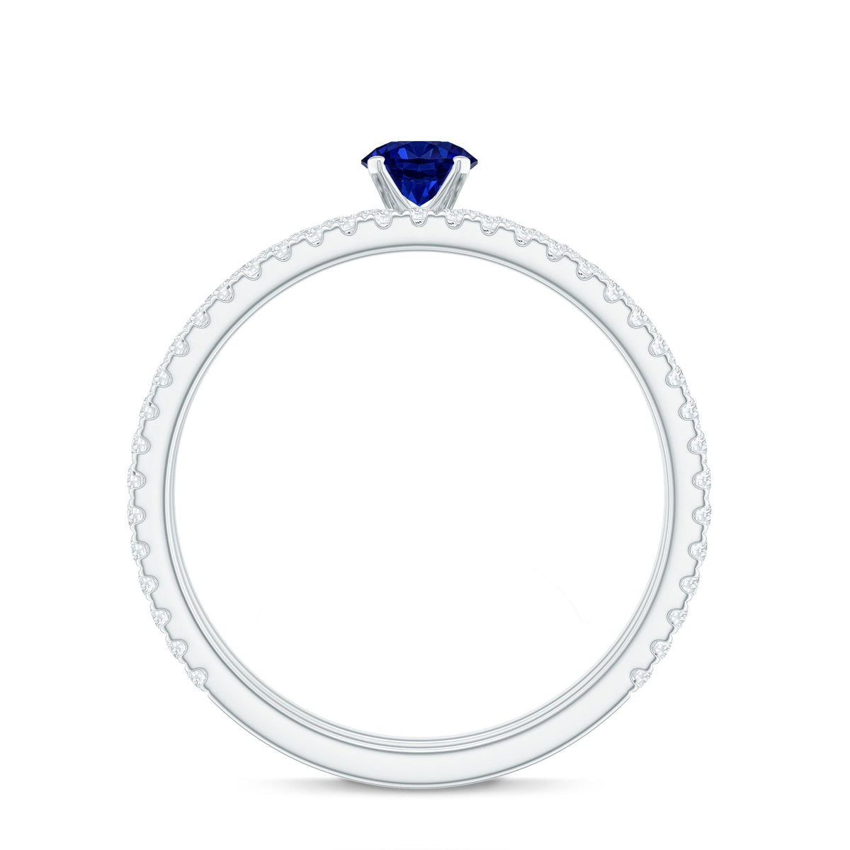 Certified 0.6 Carat Lab Grown Blue Sapphire Engagement Ring Set with Diamond