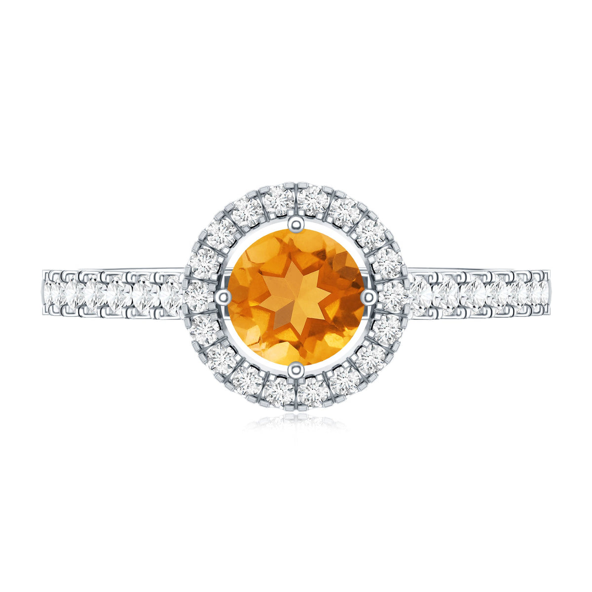 Minimalist Citrine Diamond Engagement Ring with Halo