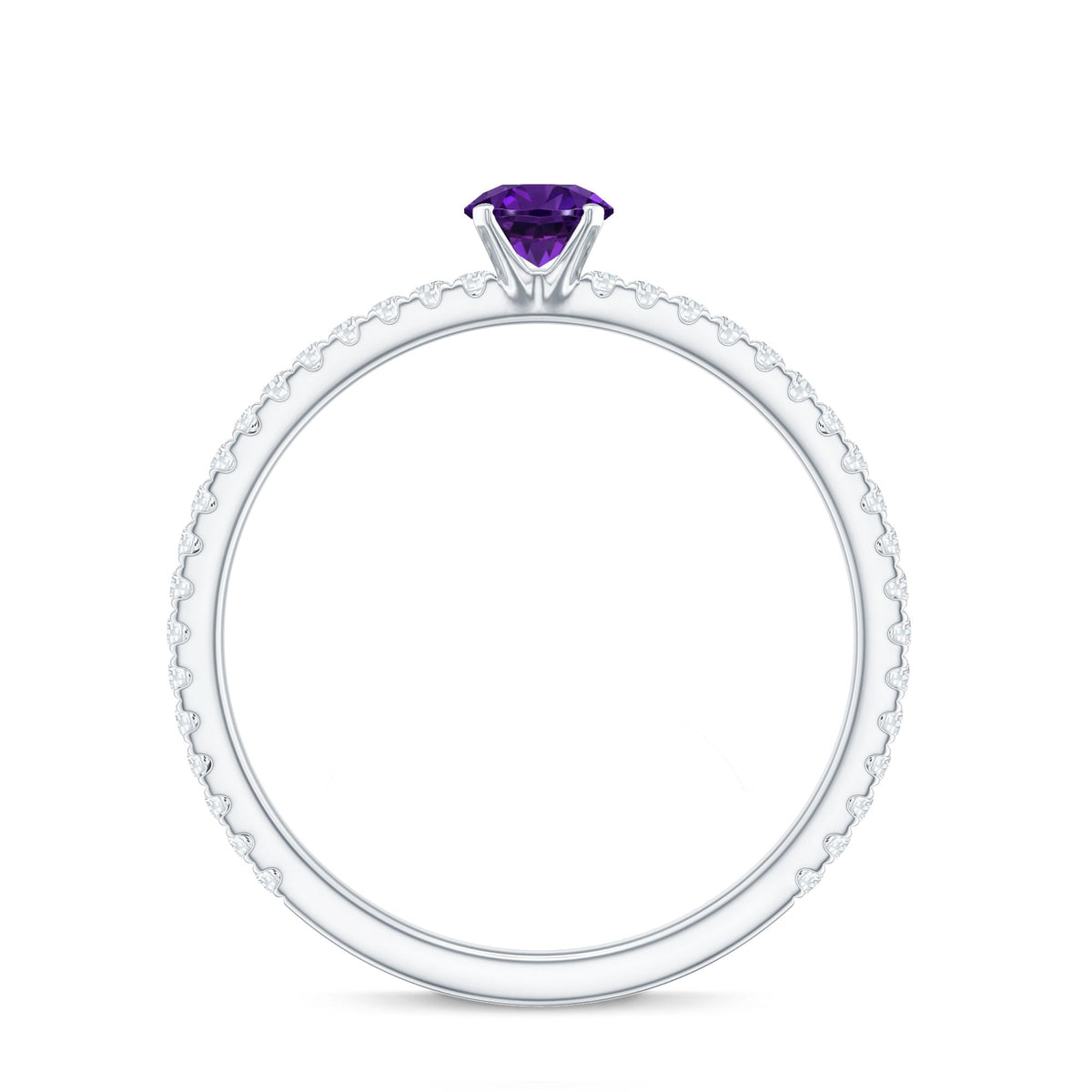 Real Amethyst Diamond Promise Ring for Women