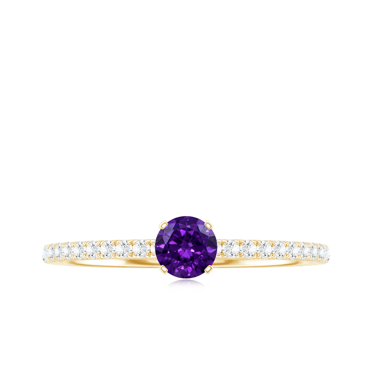 Real Amethyst Diamond Promise Ring for Women