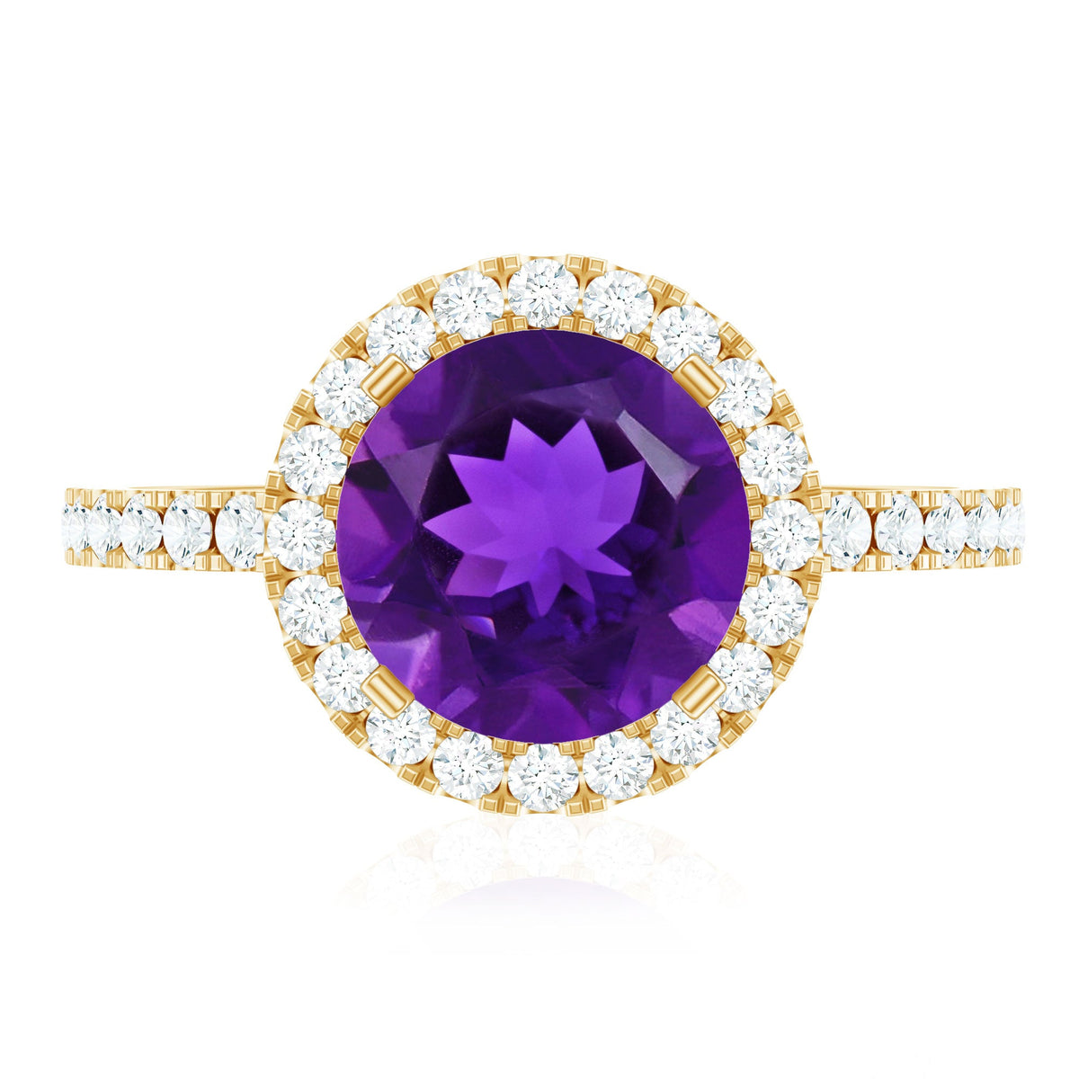 Certified Real 2 Carat Amethyst Engagement Ring with Moissanite Halo