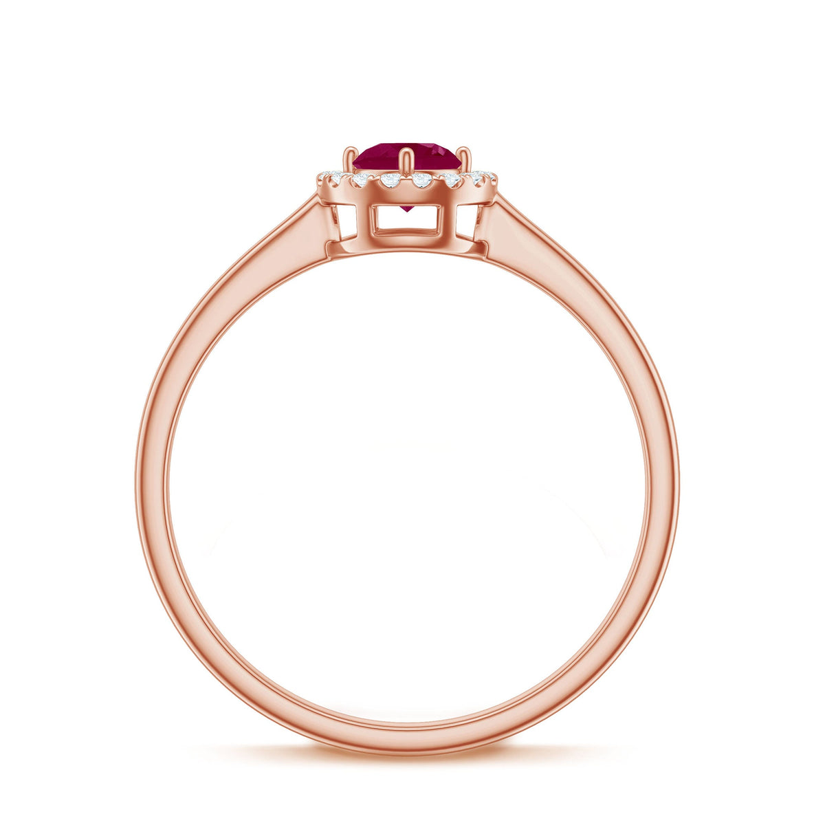 Genuine Ruby Promise Ring with Diamond Halo