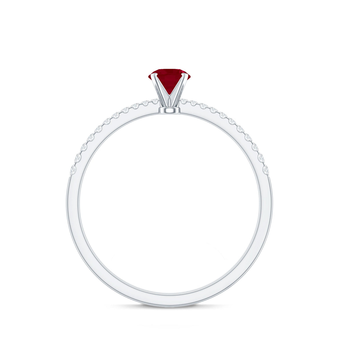 Natural 0.6 Carat Ruby Promise Ring with Diamond