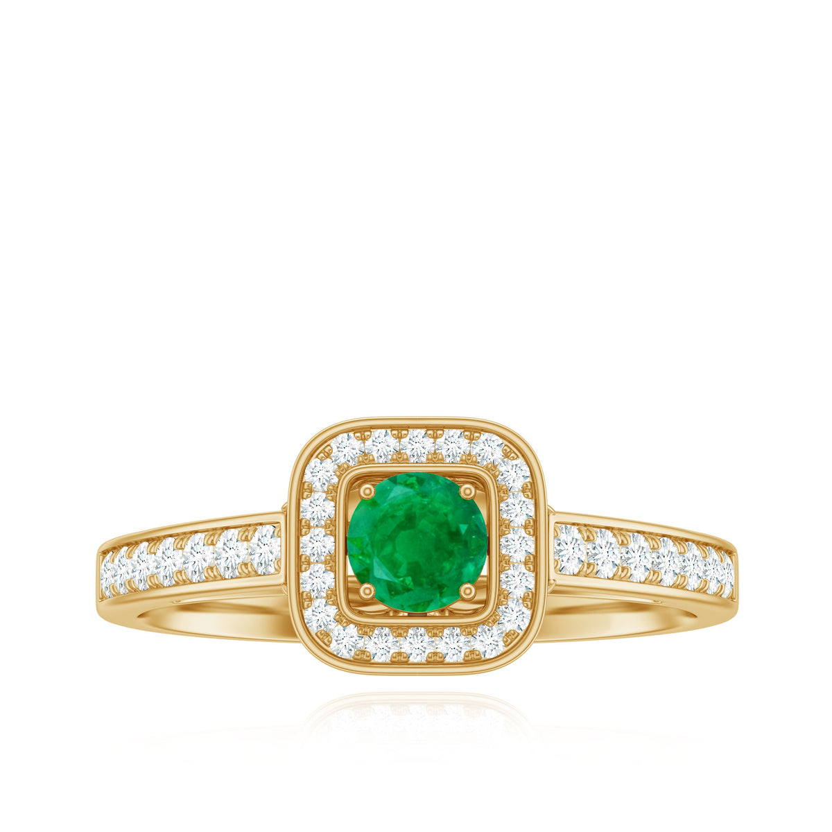 Real Half Carat Emerald Engagement Ring with Diamond Halo