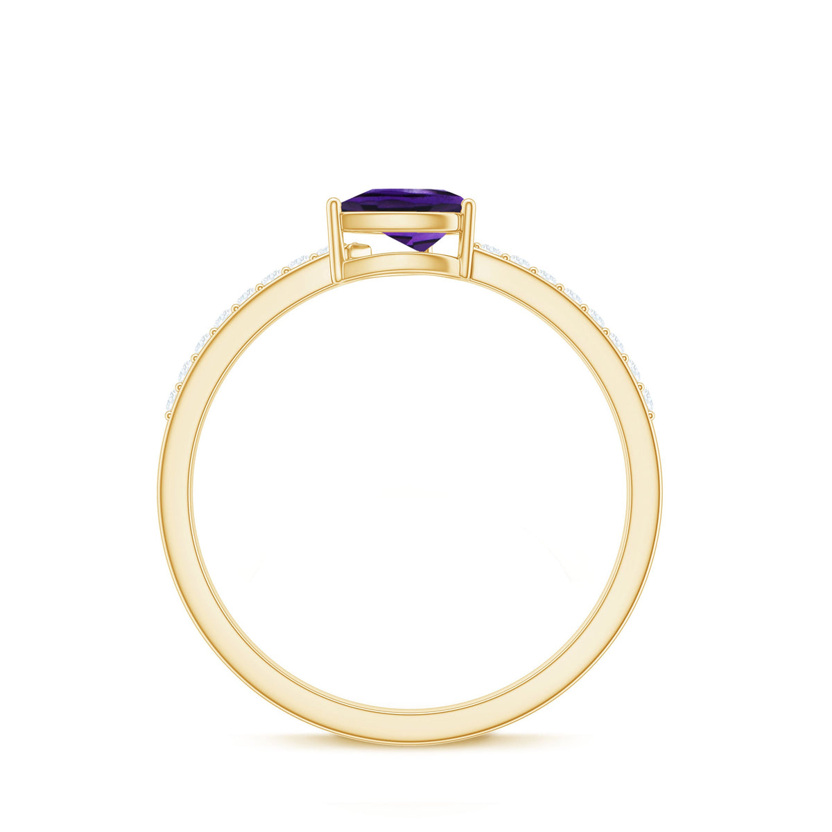 Natural 1 Carat Pear Shaped Amethyst Engagement Ring with Diamond