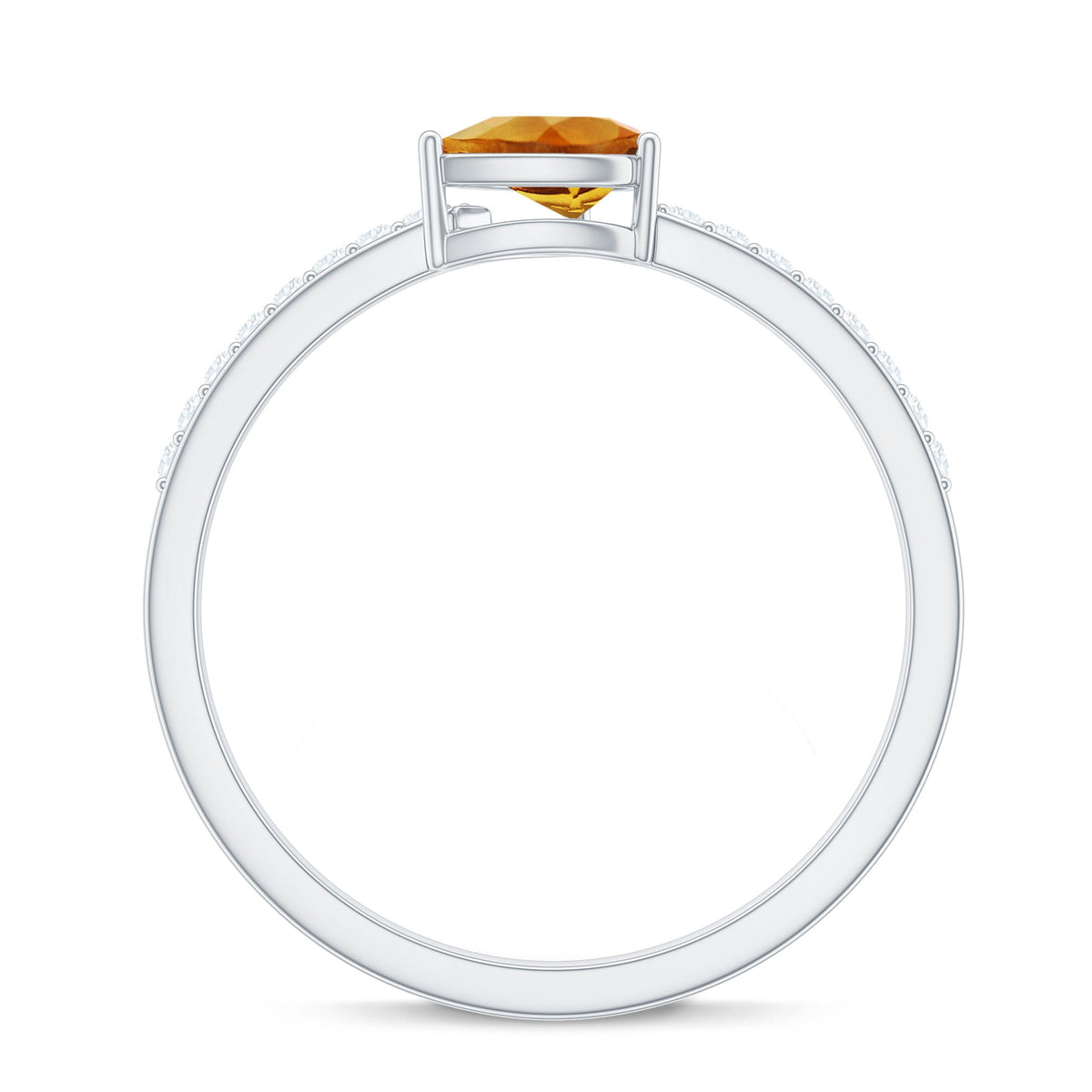 Natural Pear Shape Citrine Engagement Ring with Diamond