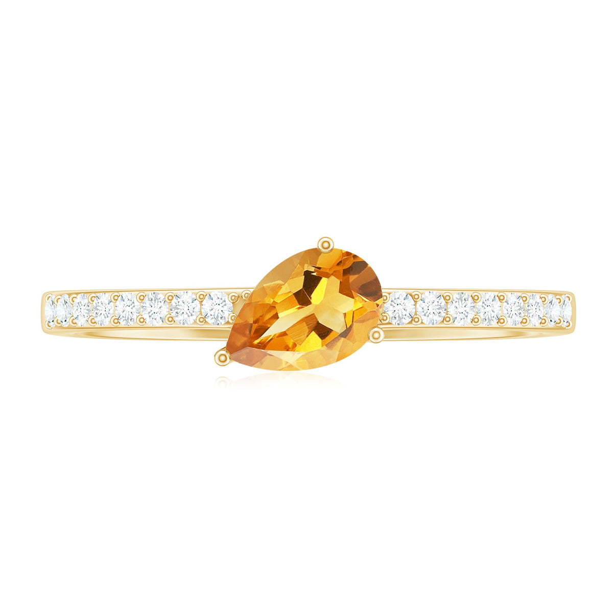 Natural Pear Shape Citrine Engagement Ring with Diamond